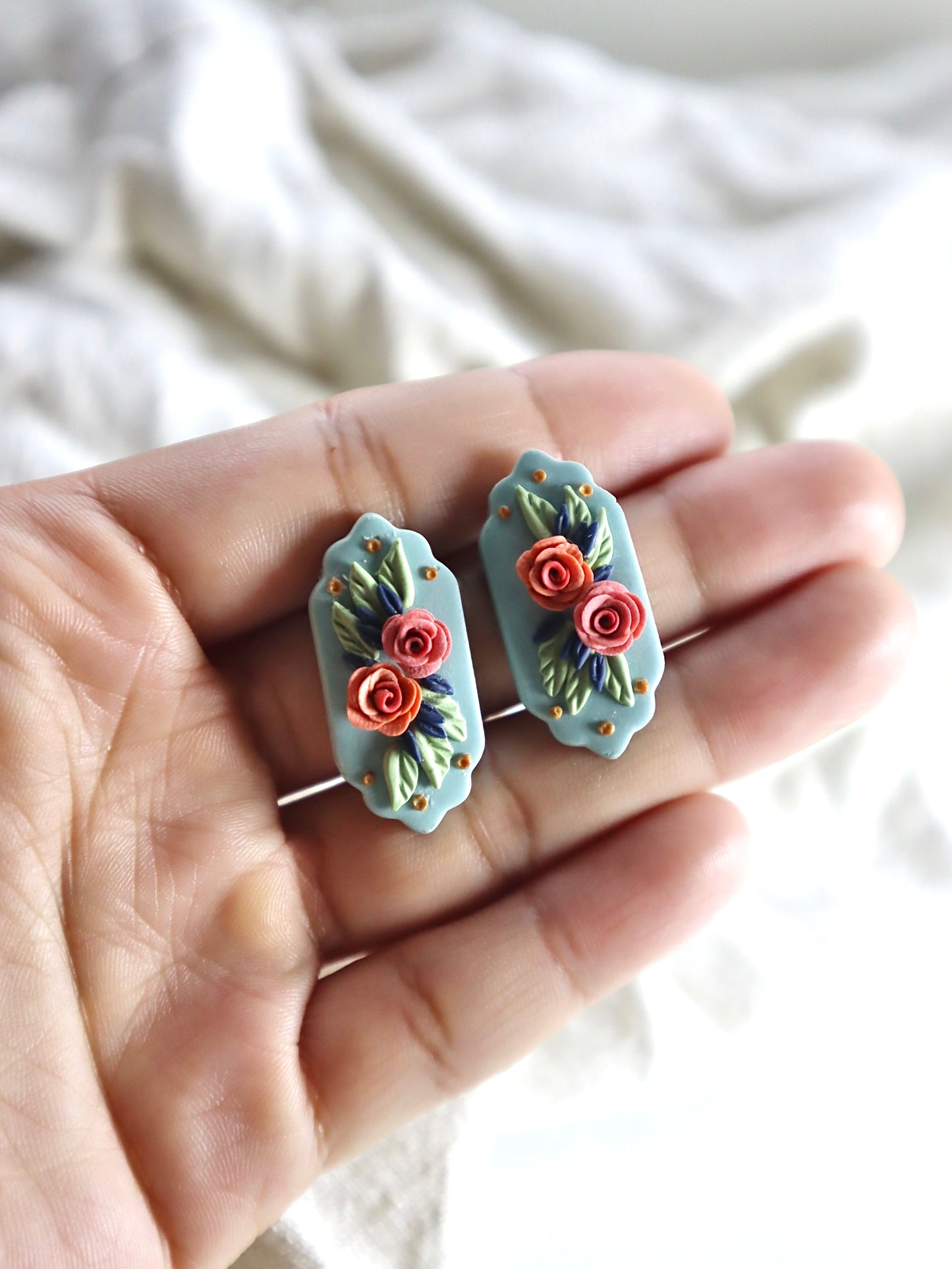 Vintage Themed Floral Stud Earrings