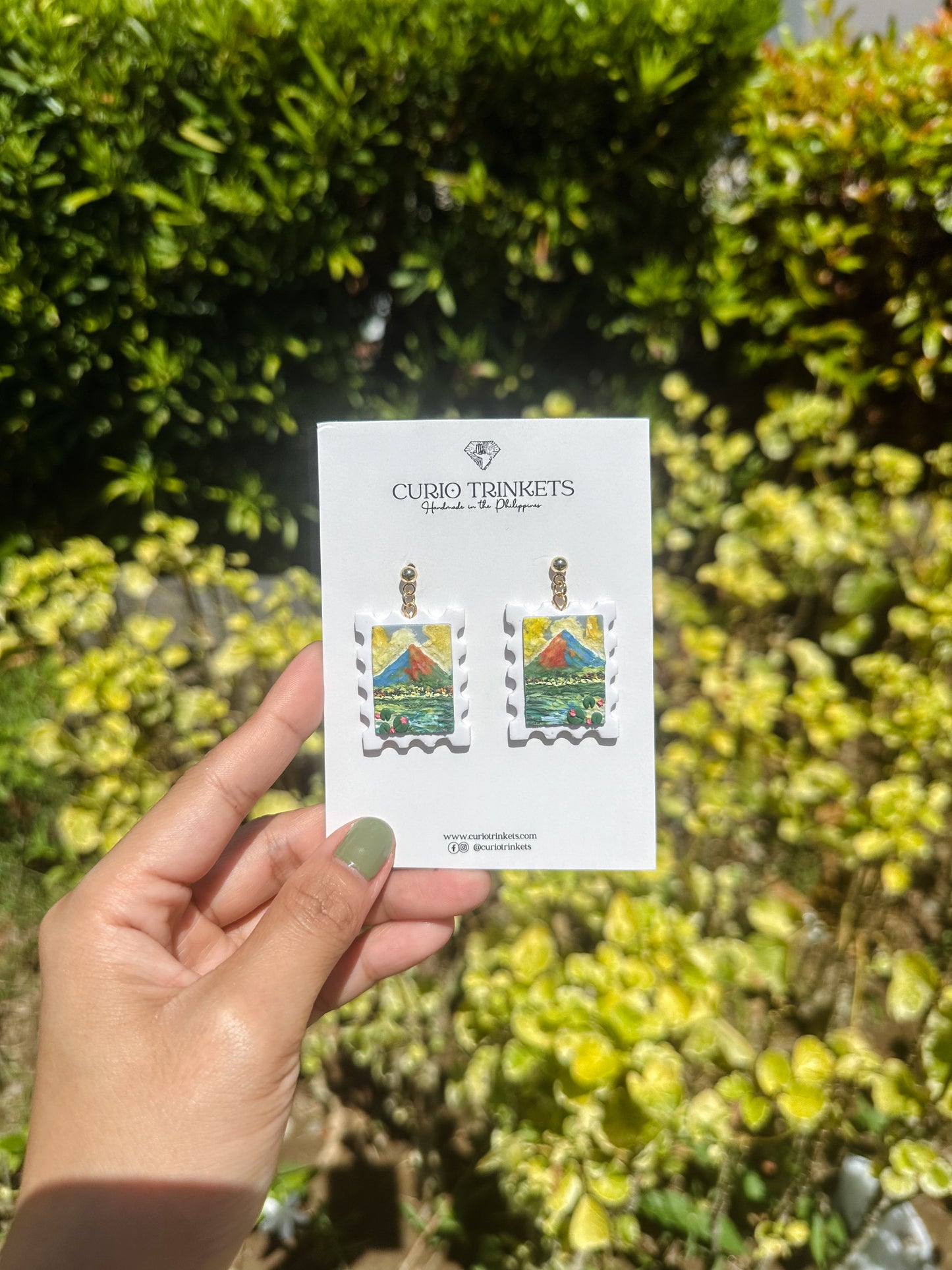 Mayon, Albay Post Stamp Earrings