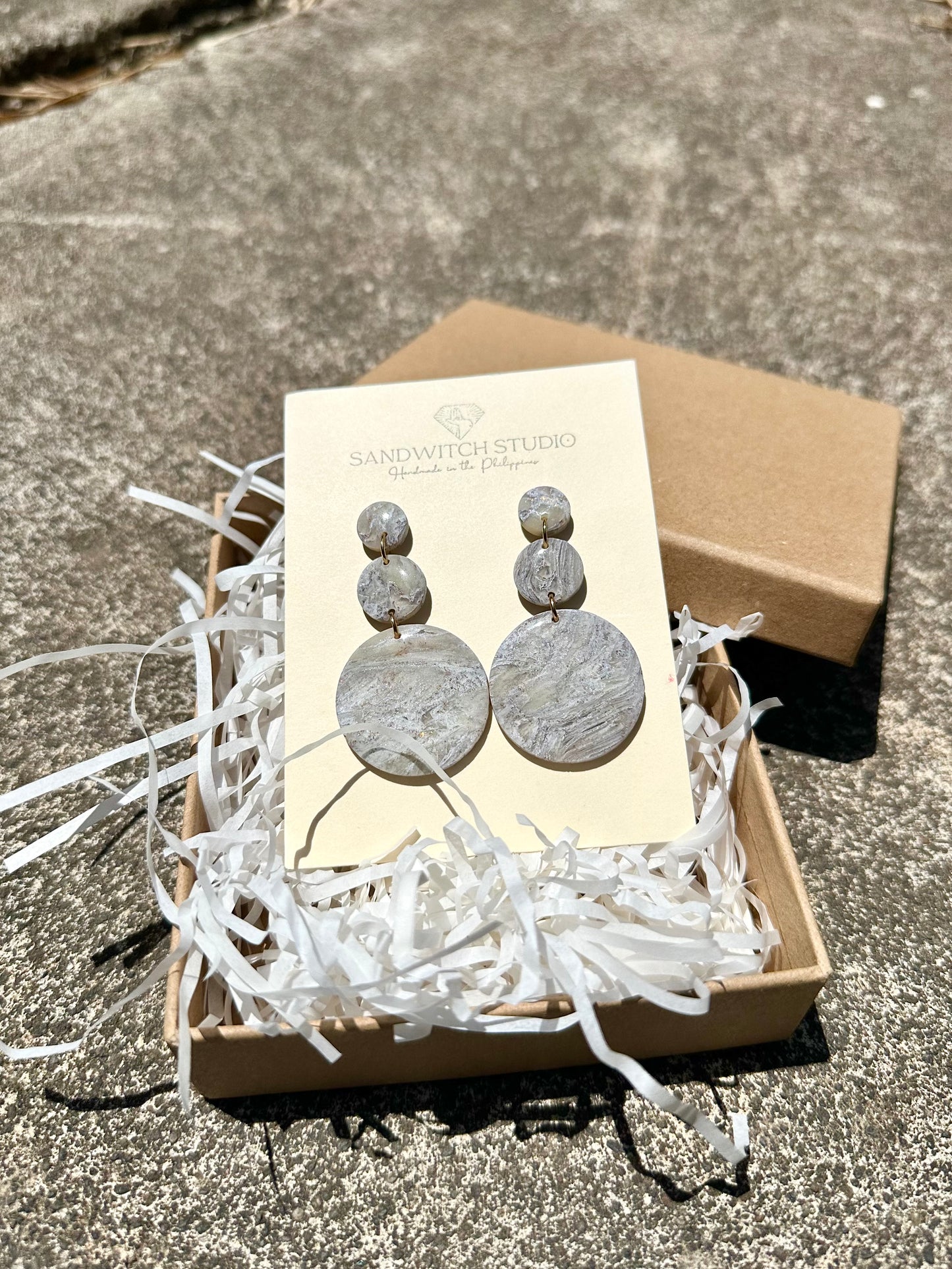 Marbled Trio Circle Drop Earrings (Glow in the dark)