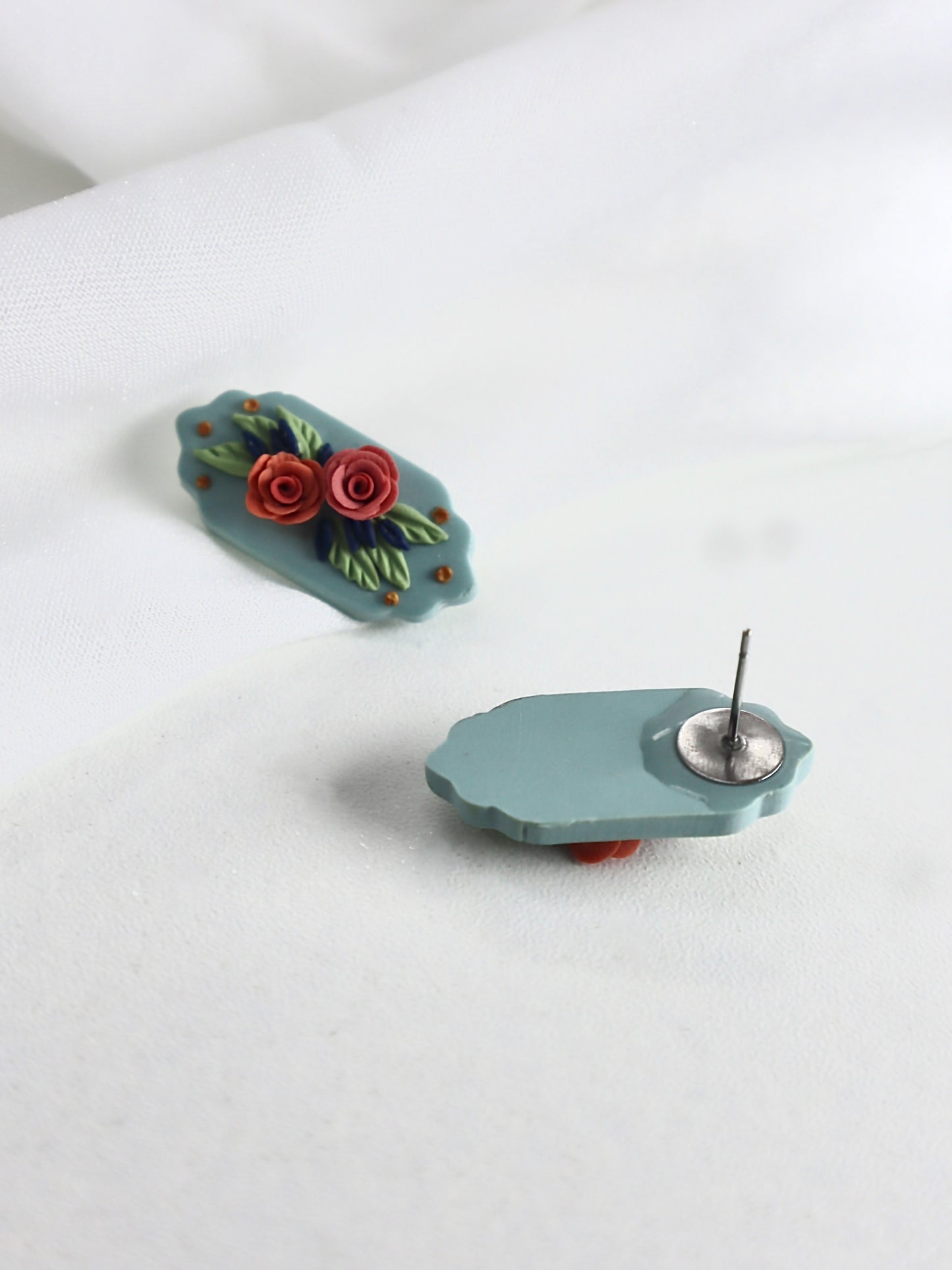 Vintage Themed Floral Stud Earrings