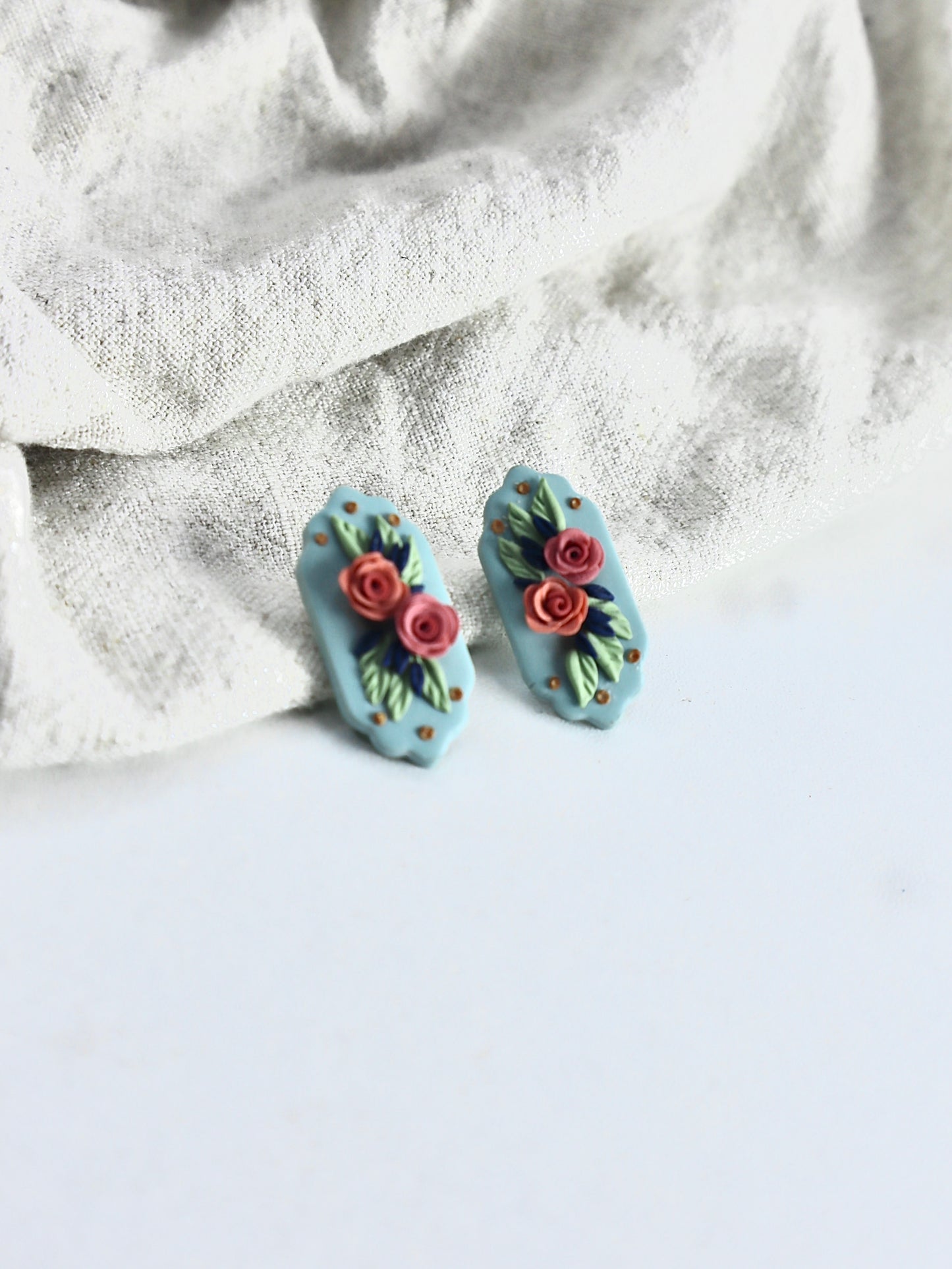 Vintage Themed Floral Stud Earrings