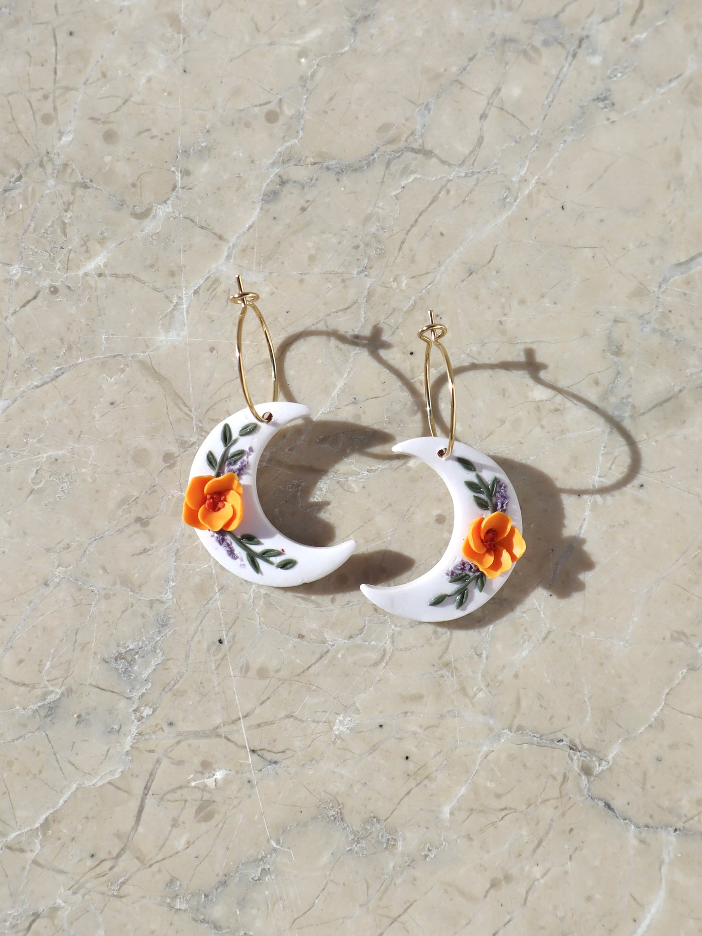 Floral Moon Earrings