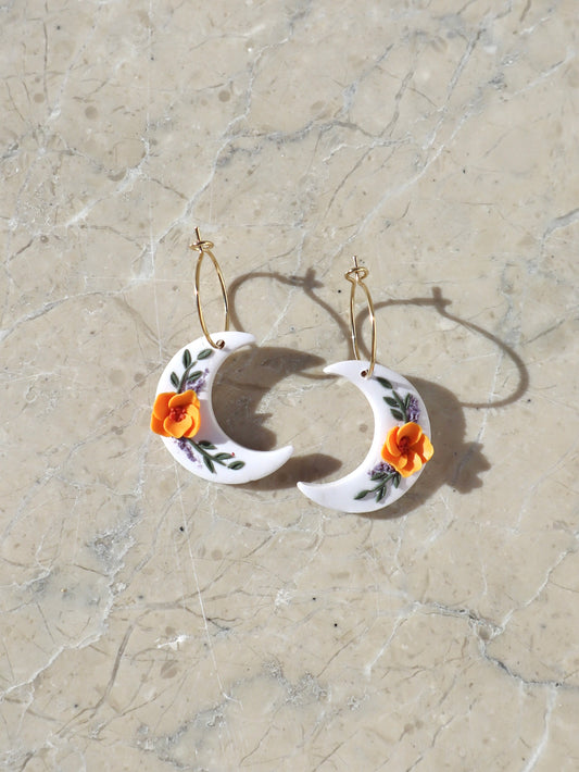 Floral Moon Earrings